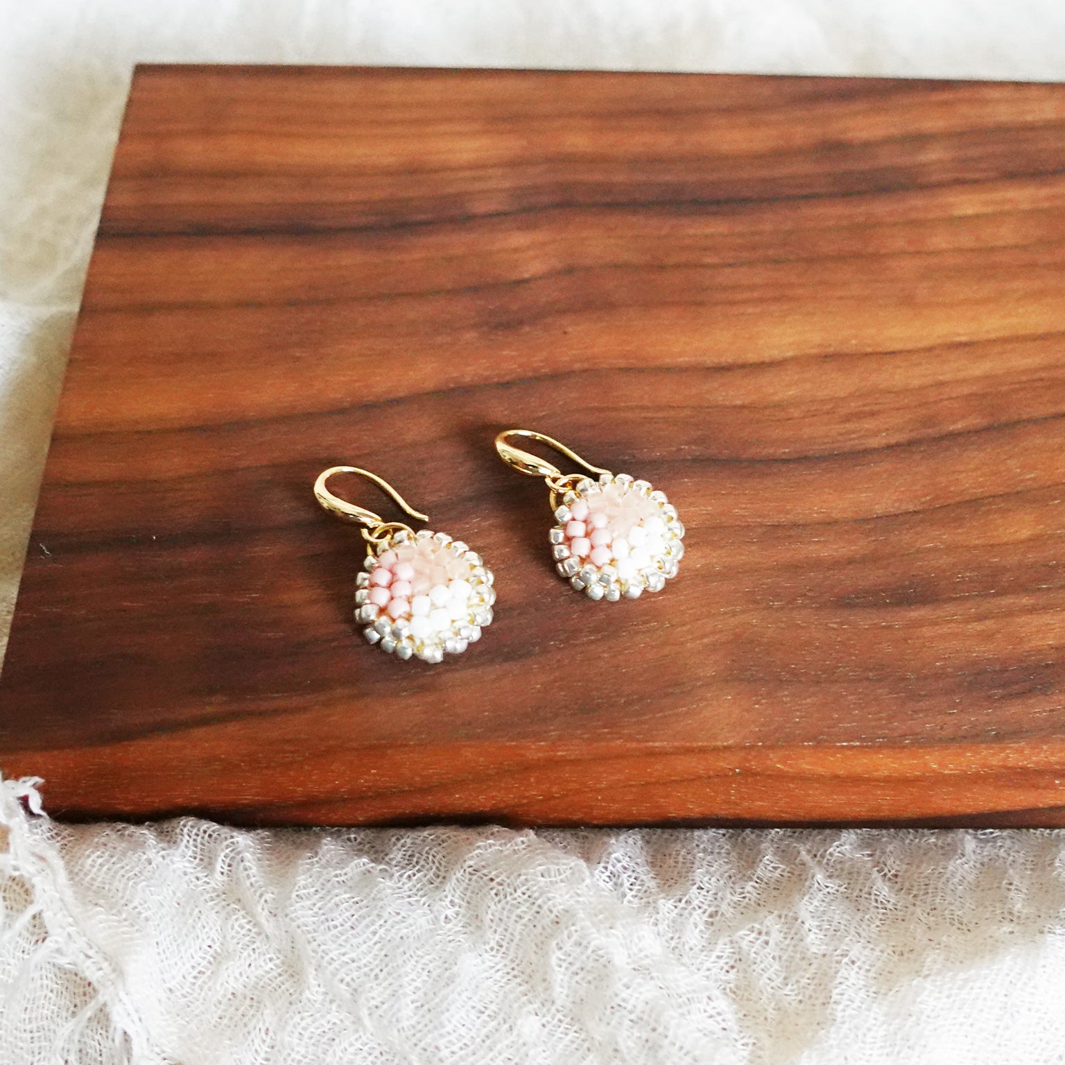 Kaylee Drop Earrings in Blush Pink Display Front