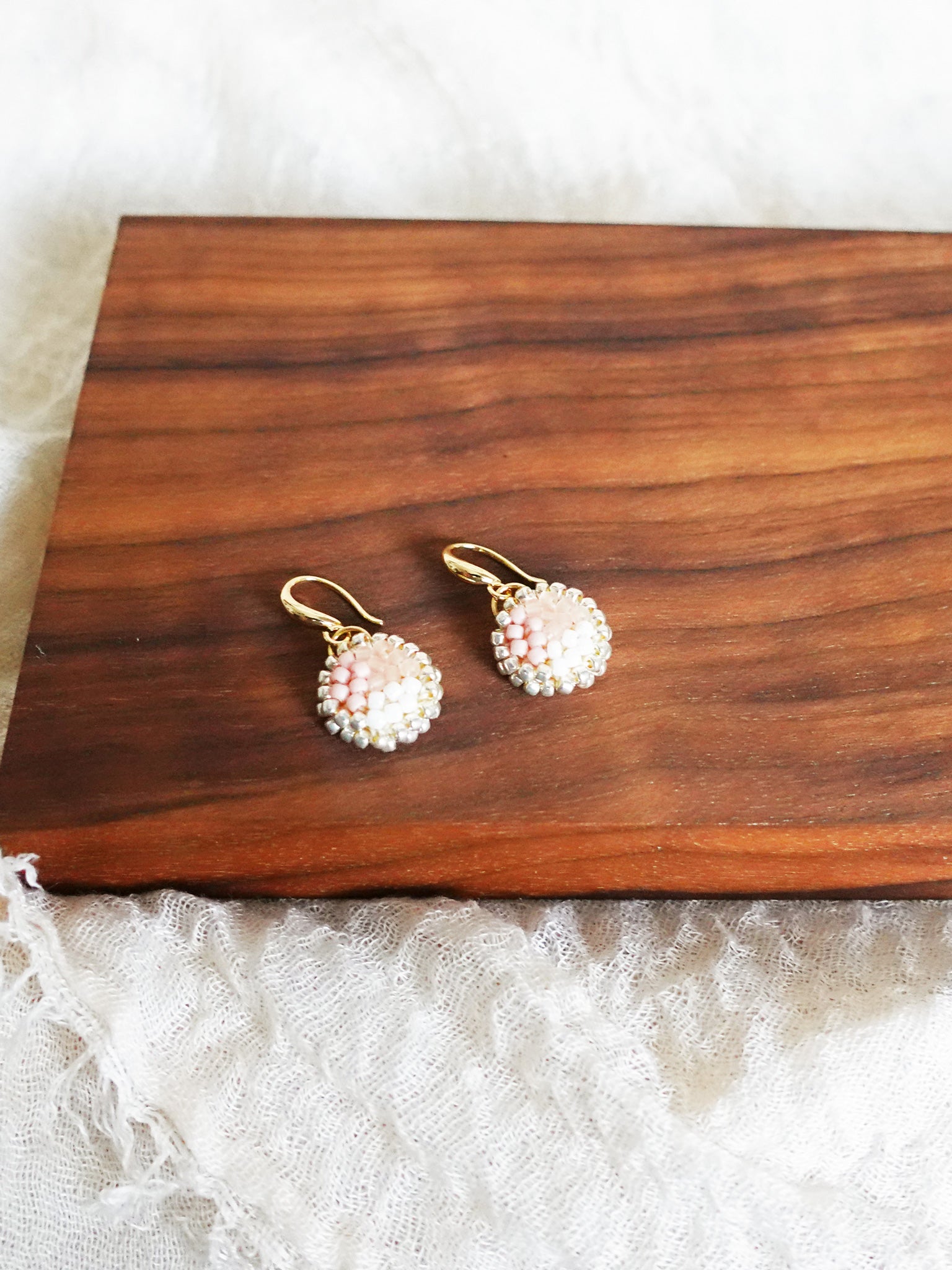 Kaylee Drop Earrings in Blush Pink Display Front