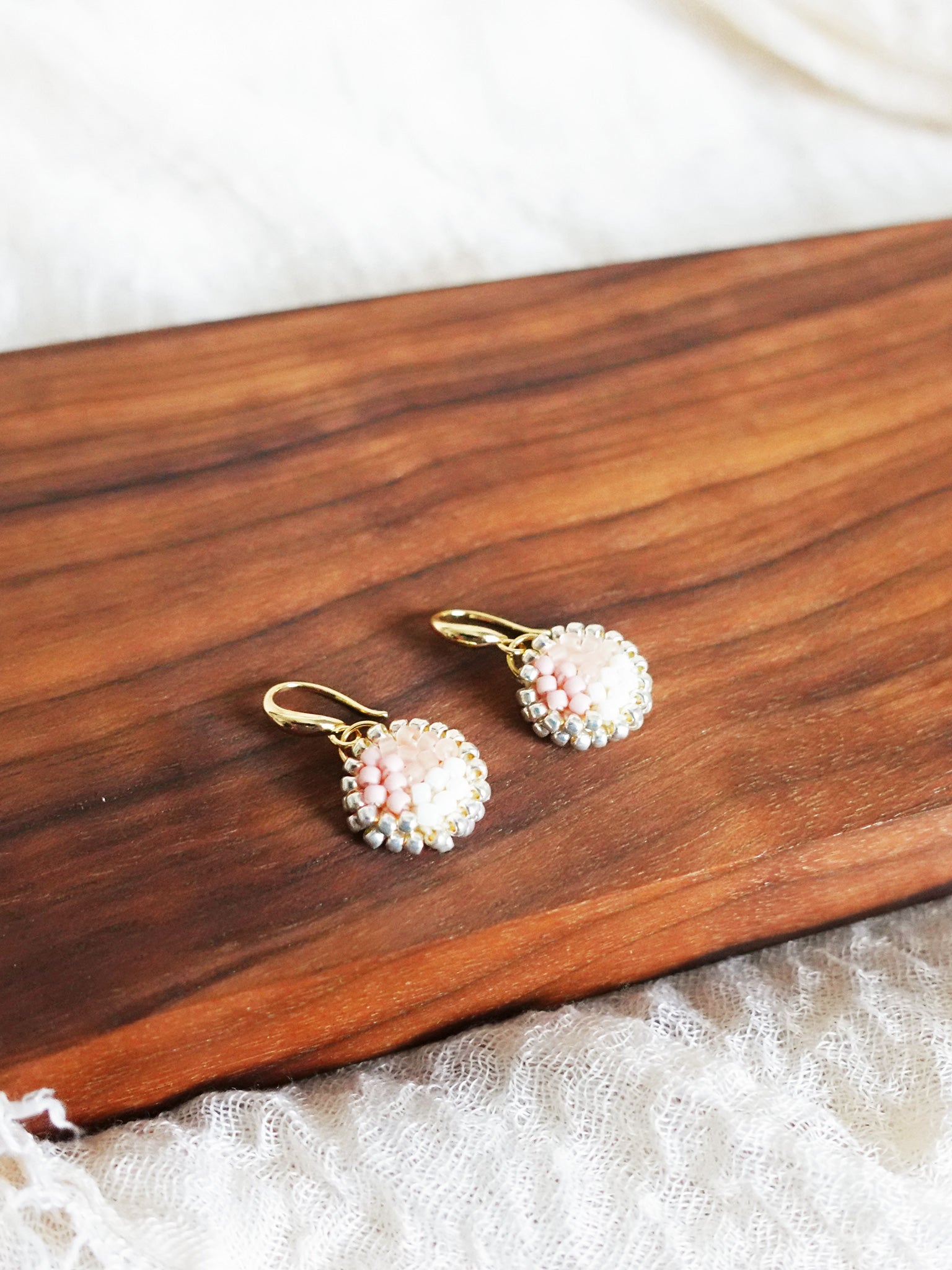 Kaylee Drop Earrings in Blush Pink Display Left
