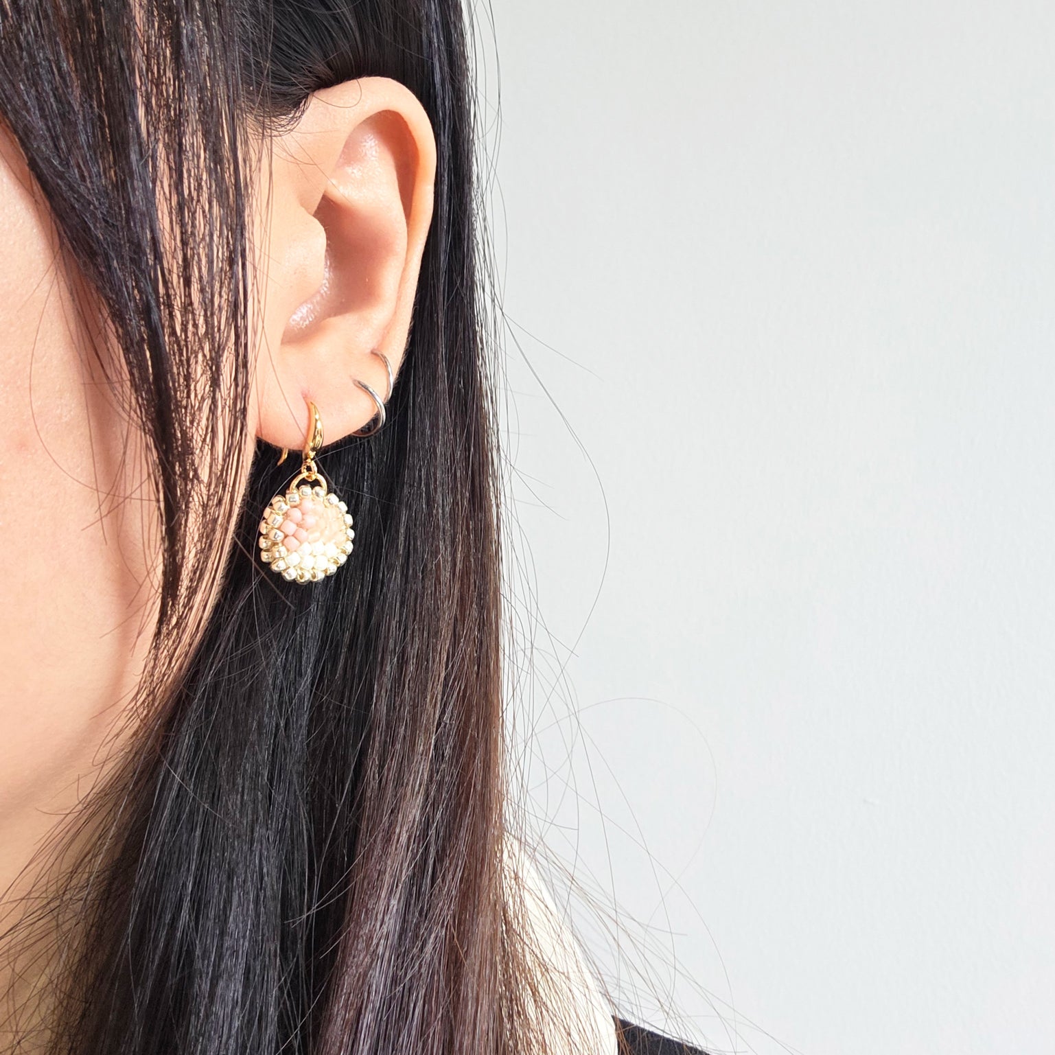 Kaylee Drop Earrings in Blush Pink Model