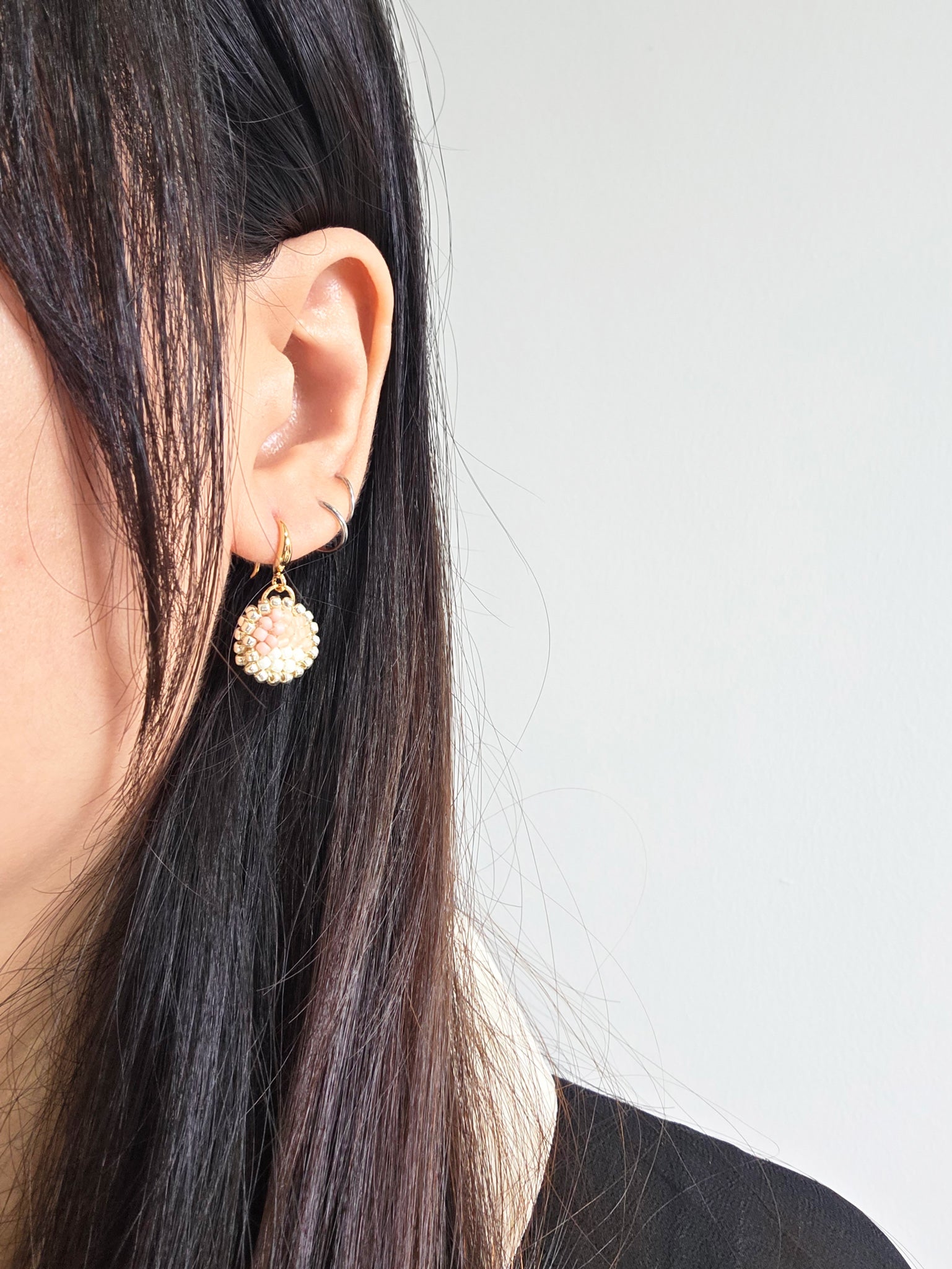Kaylee Drop Earrings in Blush Pink Model