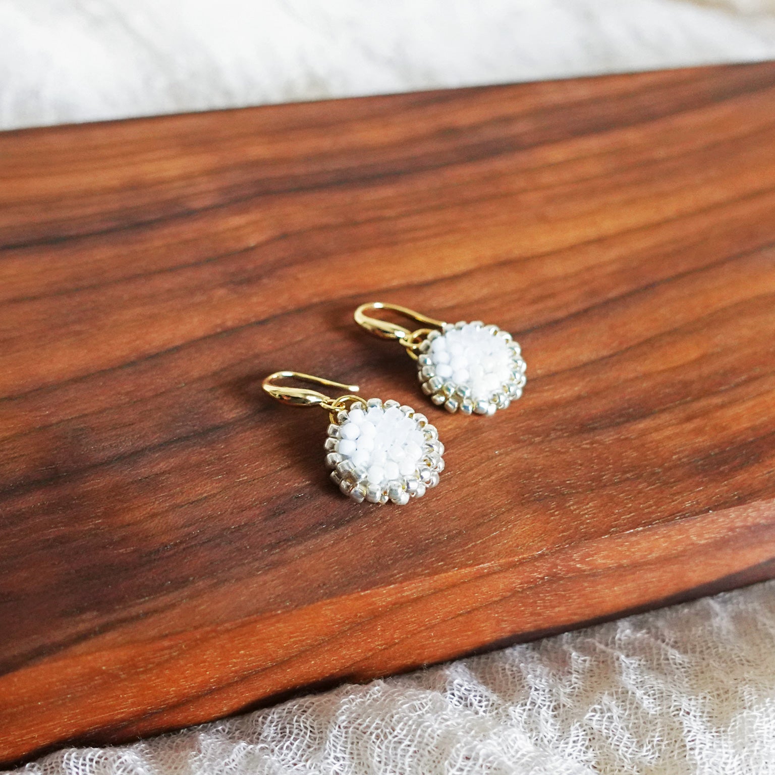 Kaylee Drop Earrings in Cloud White Display Left