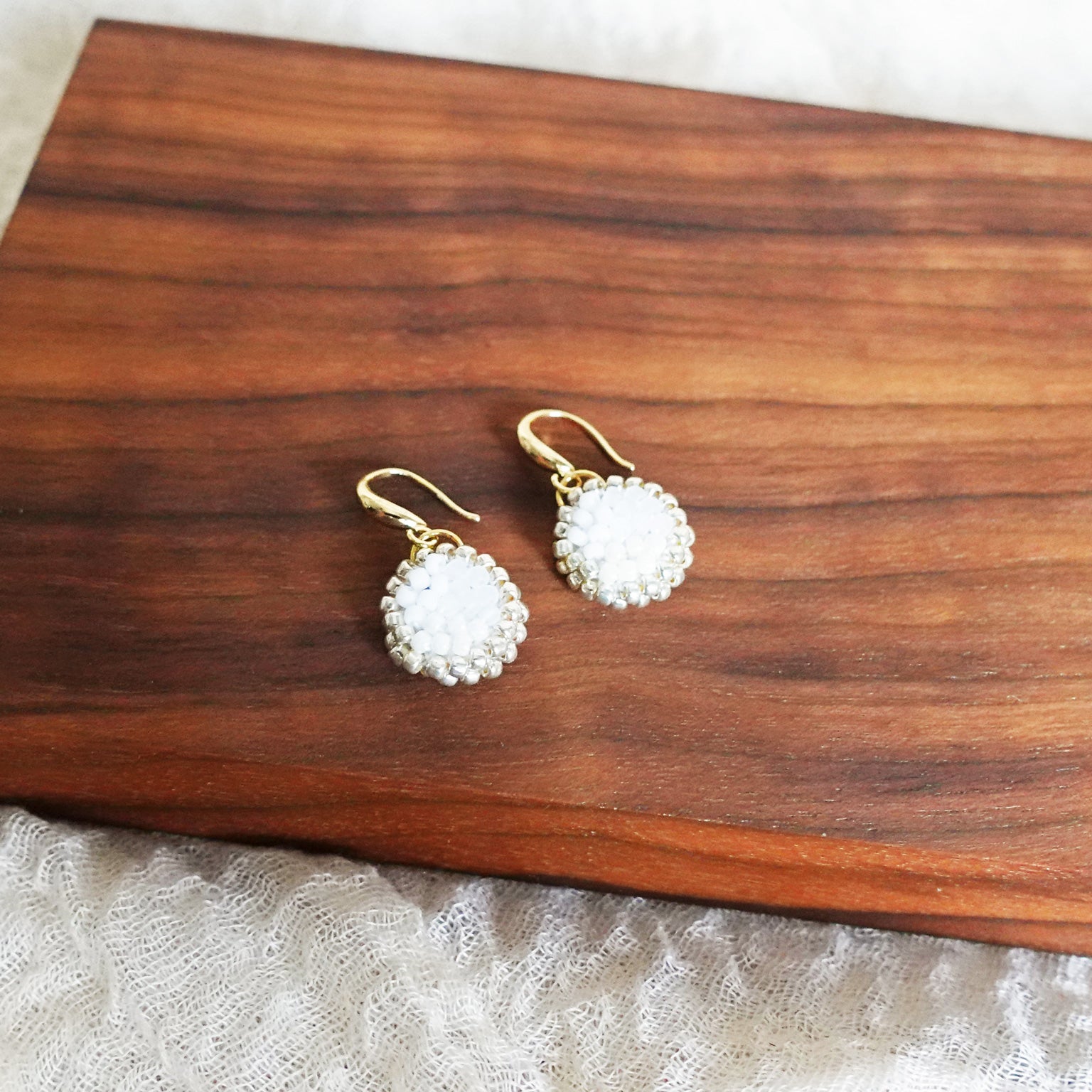Kaylee Drop Earrings in Cloud White Display Top