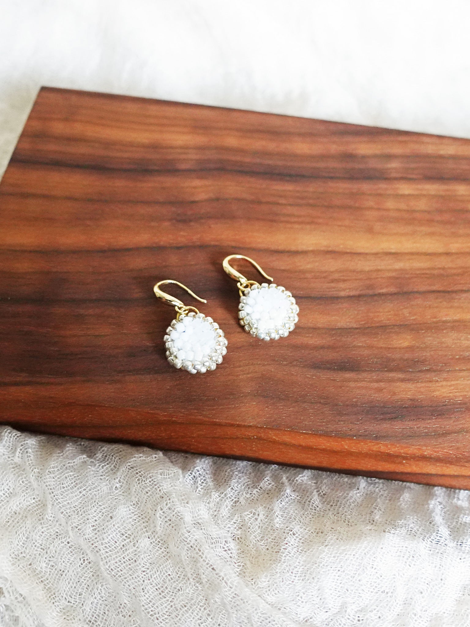 Kaylee Drop Earrings in Cloud White Display Top