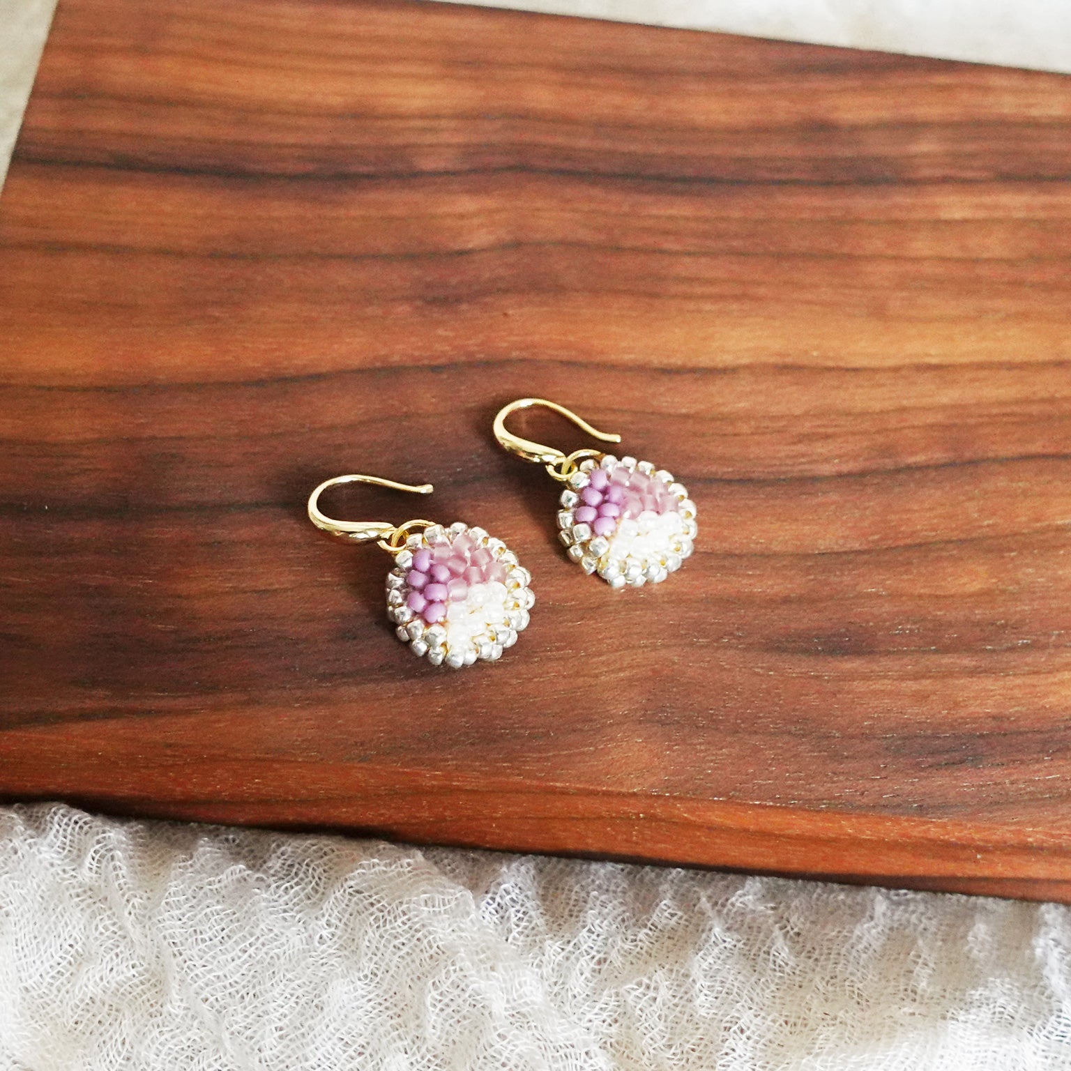 Kaylee Drop Earrings in Mauve Purple Display Left