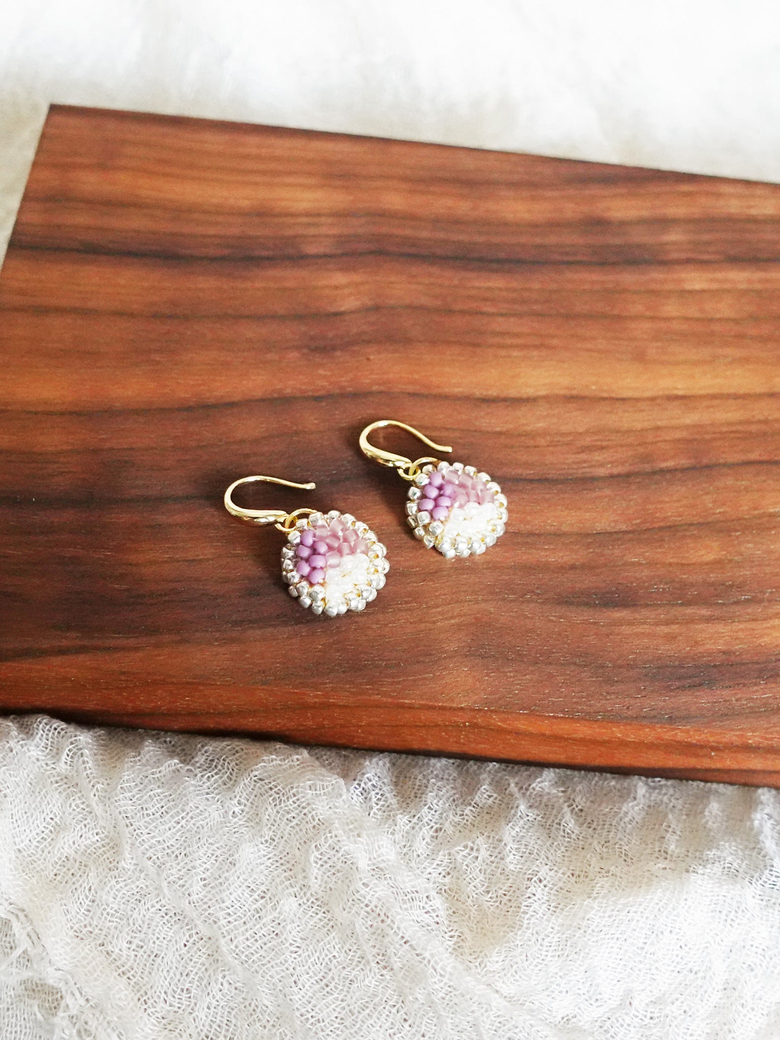 Kaylee Drop Earrings in Mauve Purple Display Left