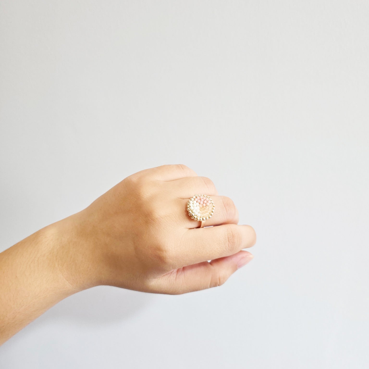 Kaylee Ring in Blush Pink Hand
