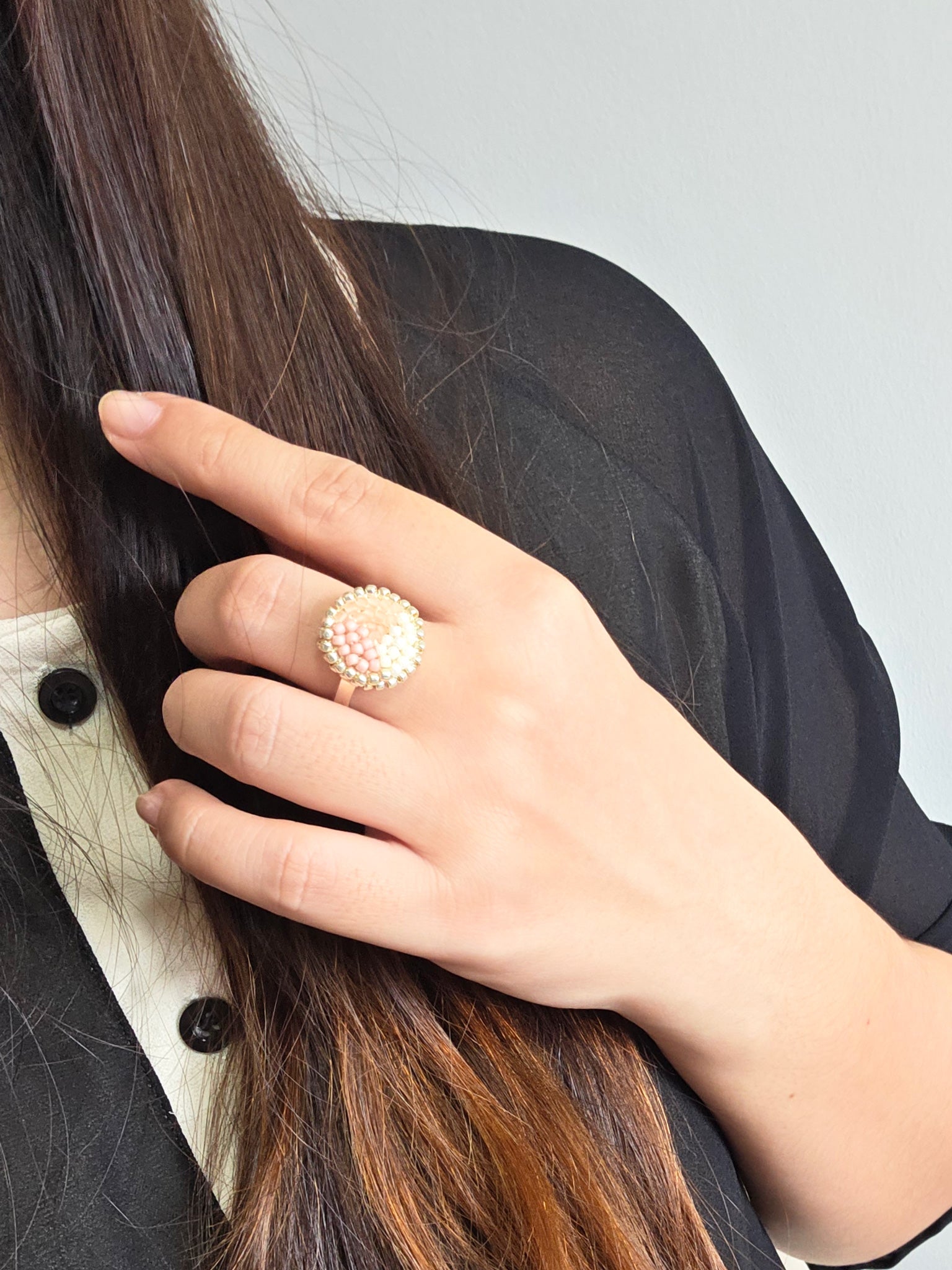 Kaylee Ring in Blush Pink Model
