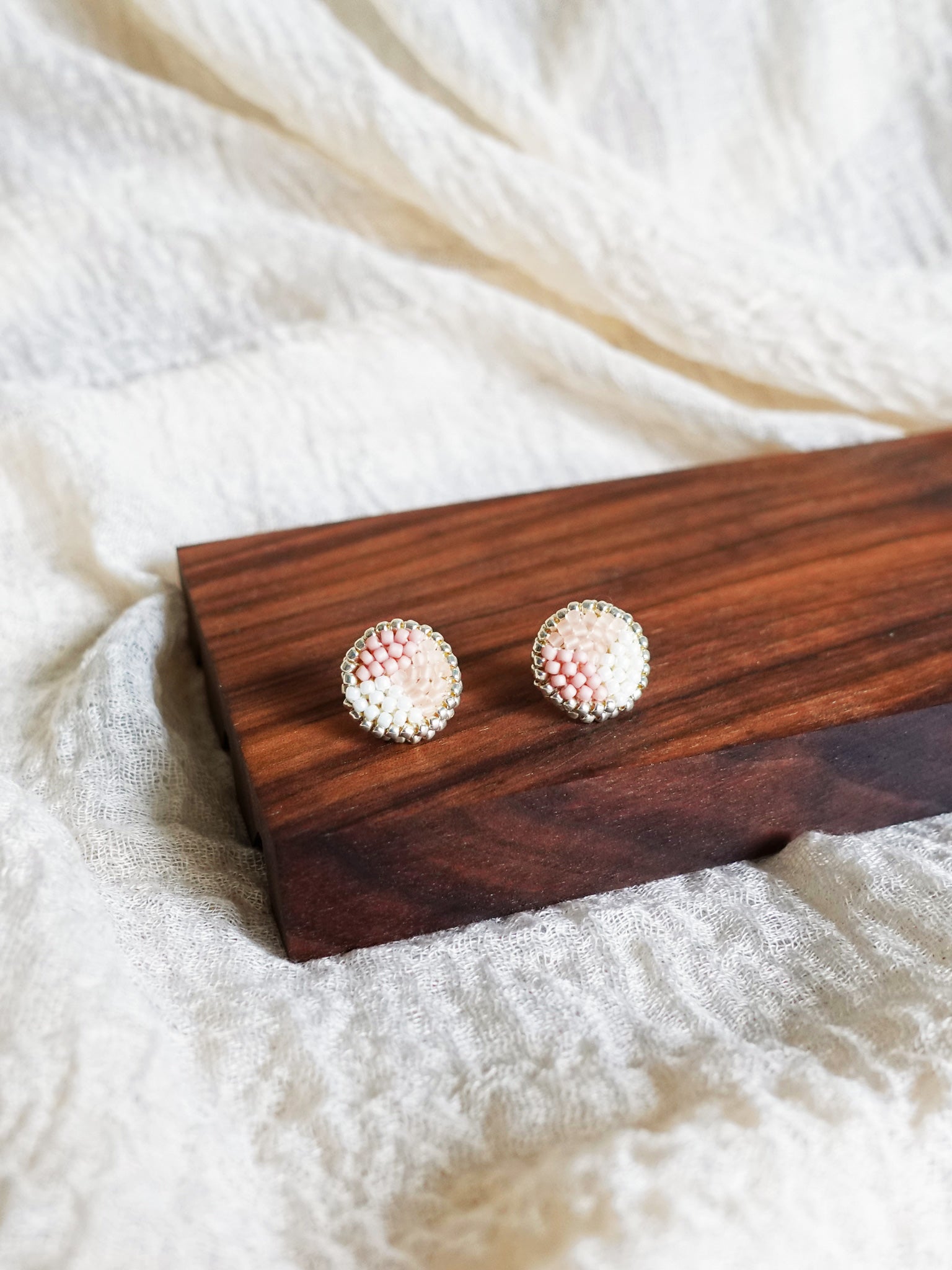 Kaylee Stud Earrings in Blush Pink Display Front 2