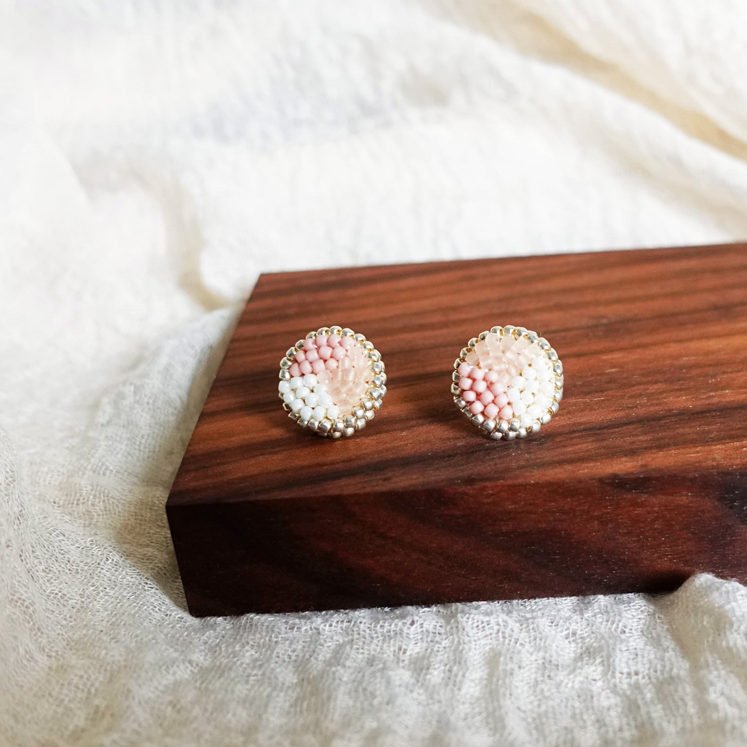 Kaylee Stud Earrings in Blush Pink Display Front