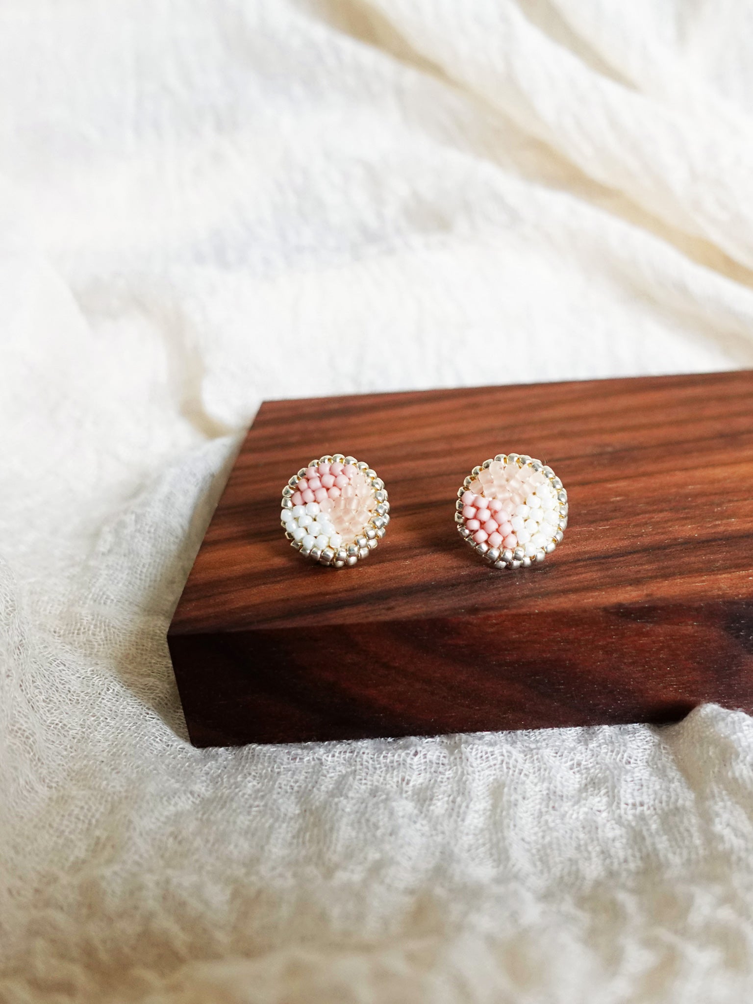 Kaylee Stud Earrings in Blush Pink Display Front
