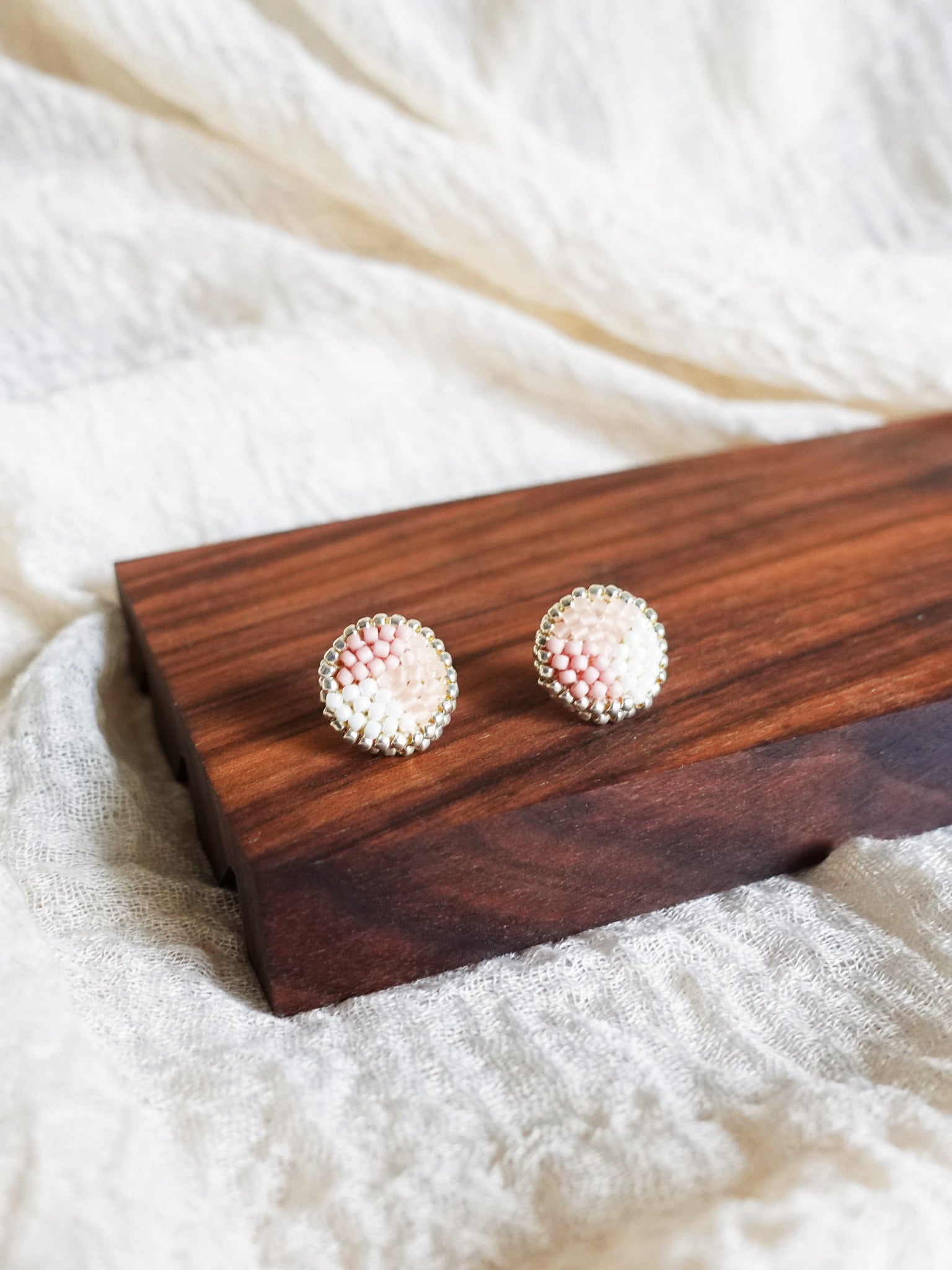 Kaylee Stud Earrings in Blush Pink Display Left