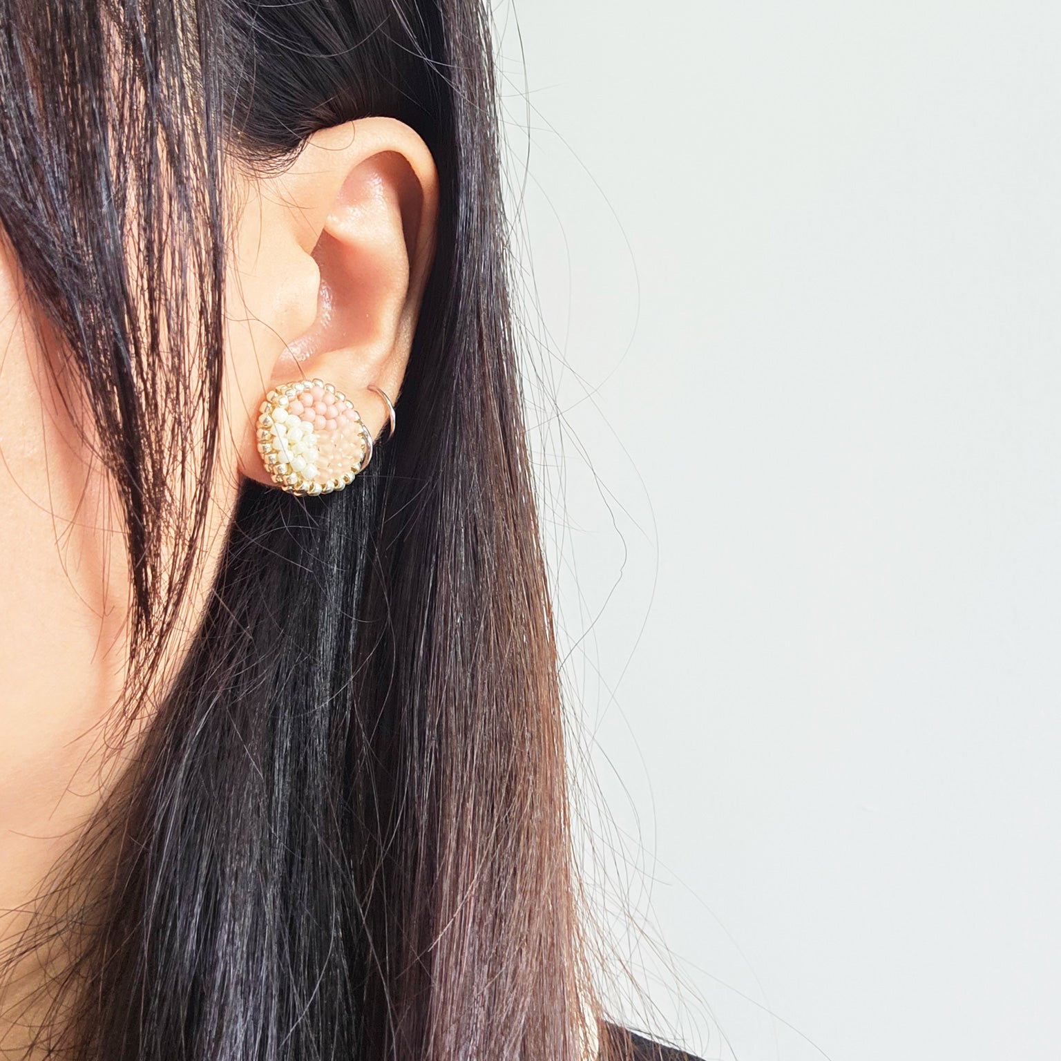 Kaylee Stud Earrings in Blush Pink Model