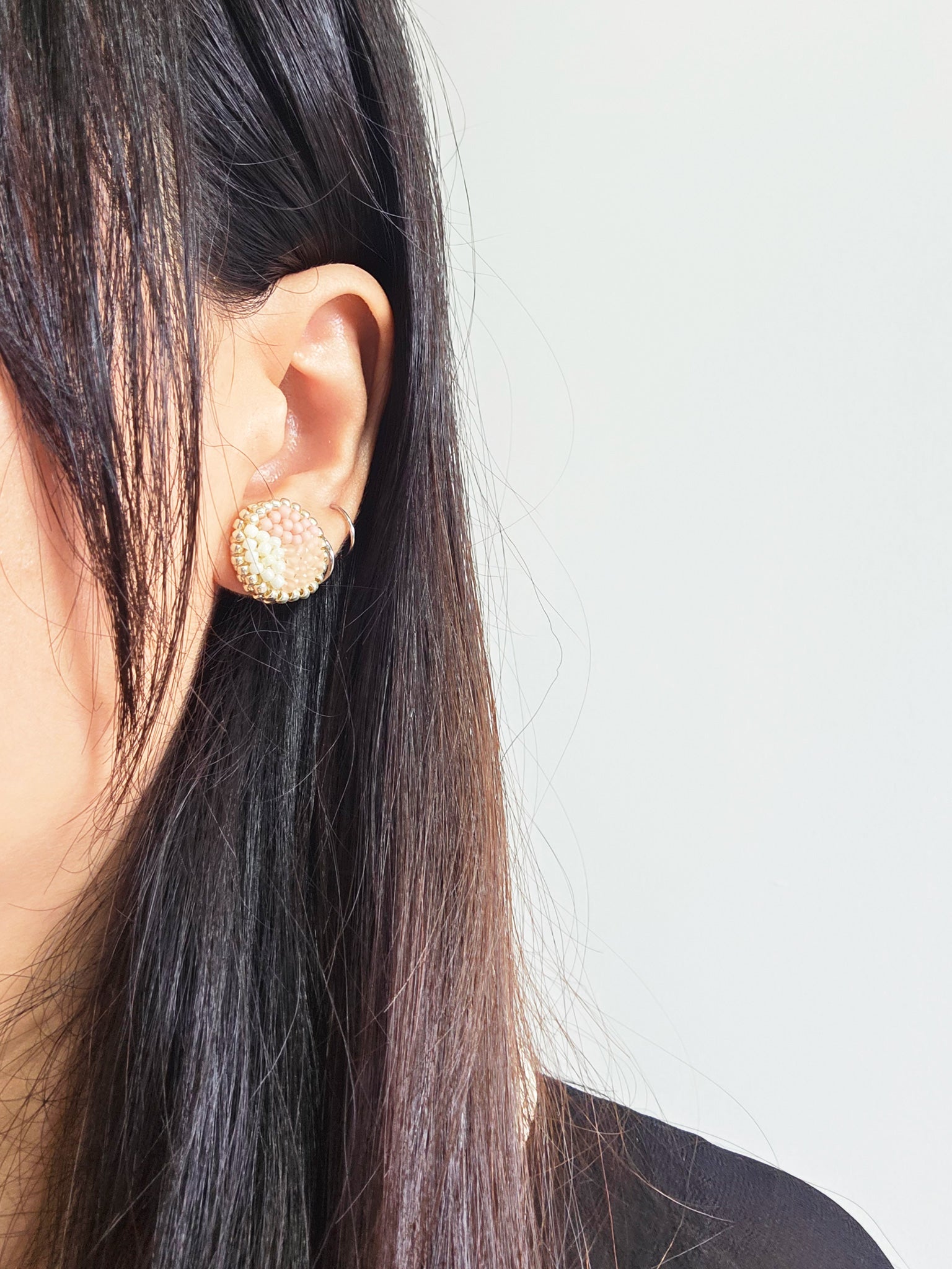 Kaylee Stud Earrings in Blush Pink Model