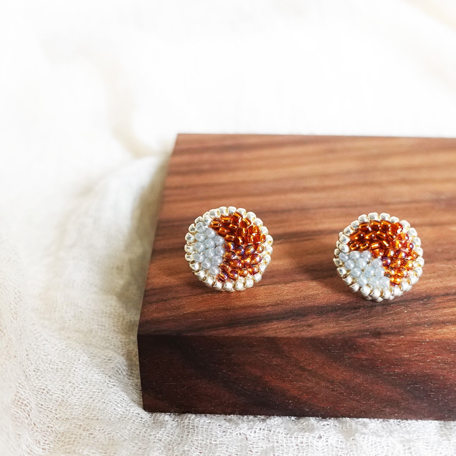Kaylee Stud Earrings in Brown Display Front