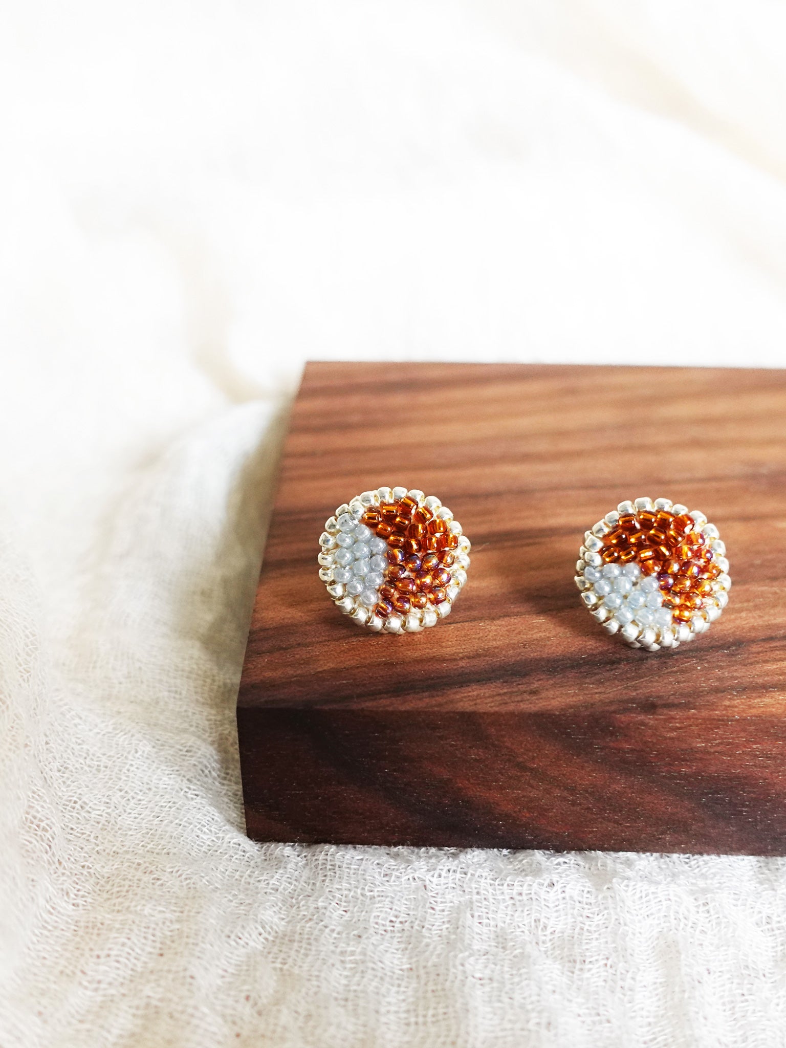 Kaylee Stud Earrings in Brown Display Front