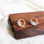 Kaylee Stud Earrings in Brown Display Left