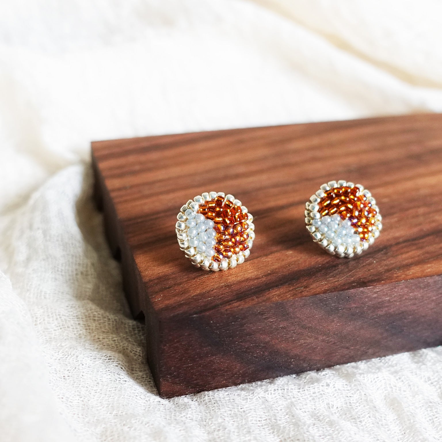 Kaylee Stud Earrings in Brown Display Left