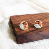 Kaylee Stud Earrings in Brown Display Left