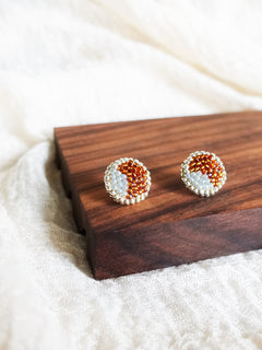 Kaylee Stud Earrings in Brown Display Left