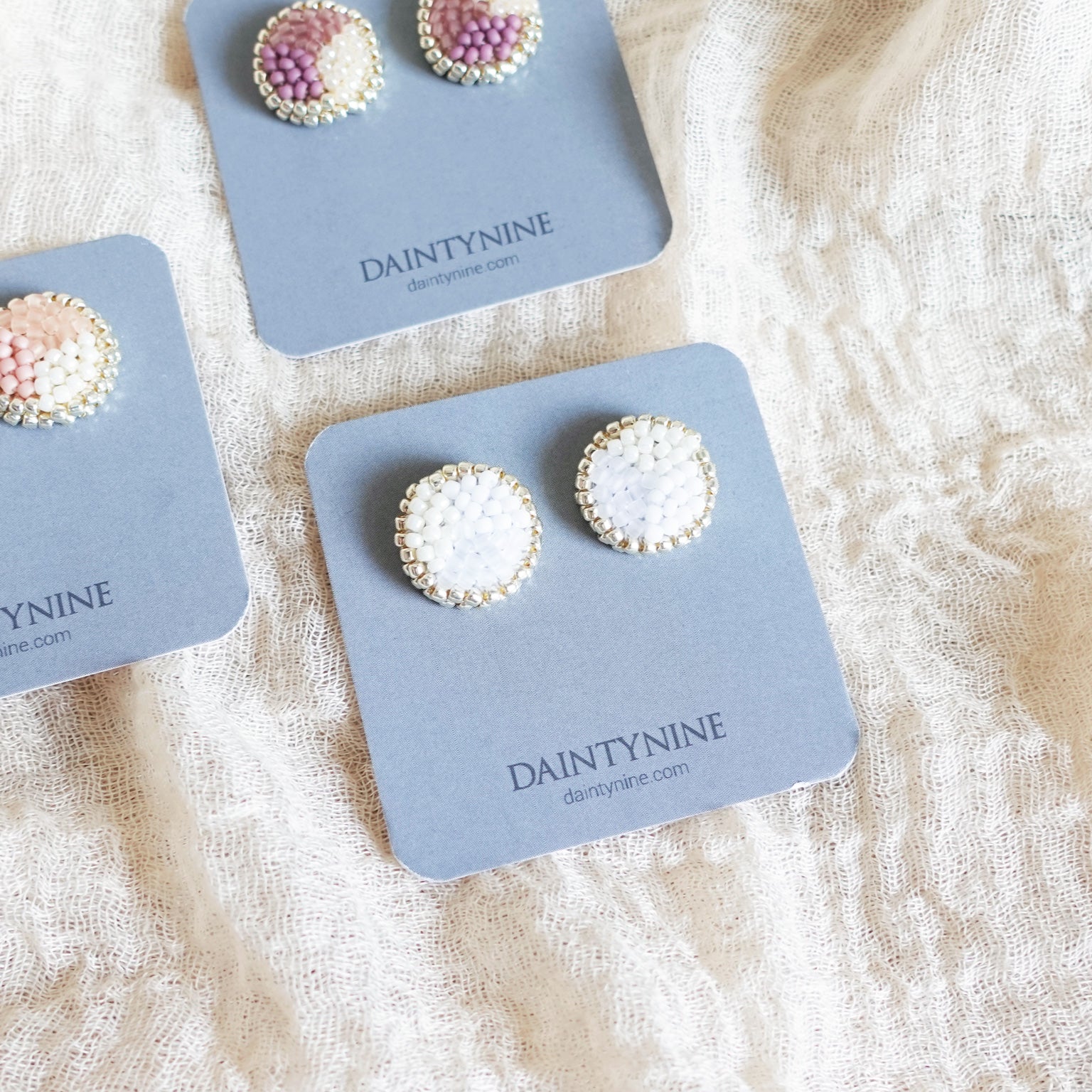 Kaylee Stud Earrings in Cloud White Card