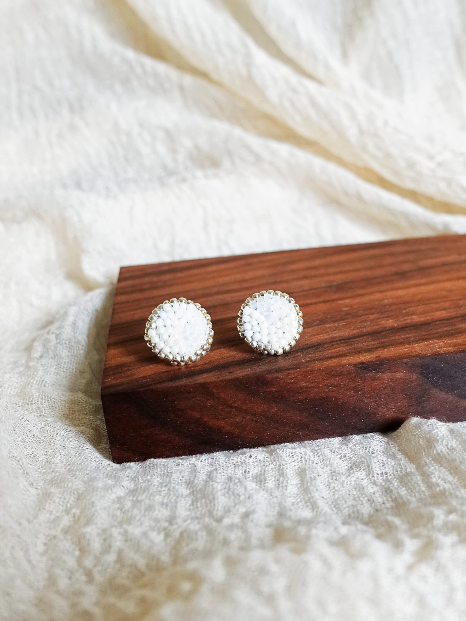 Kaylee Stud Earrings in Cloud White Display Front