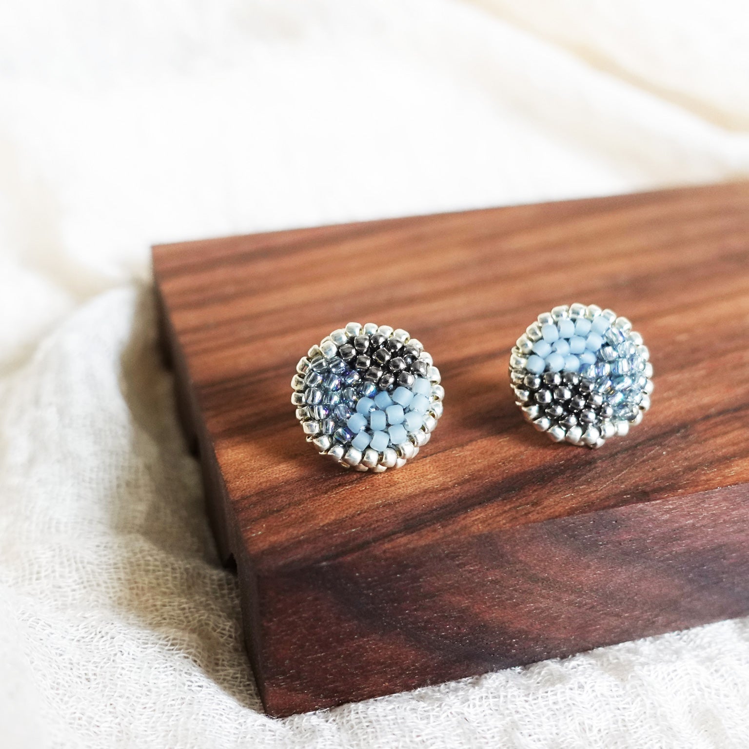 Kaylee Stud Earrings in Grey Display Close