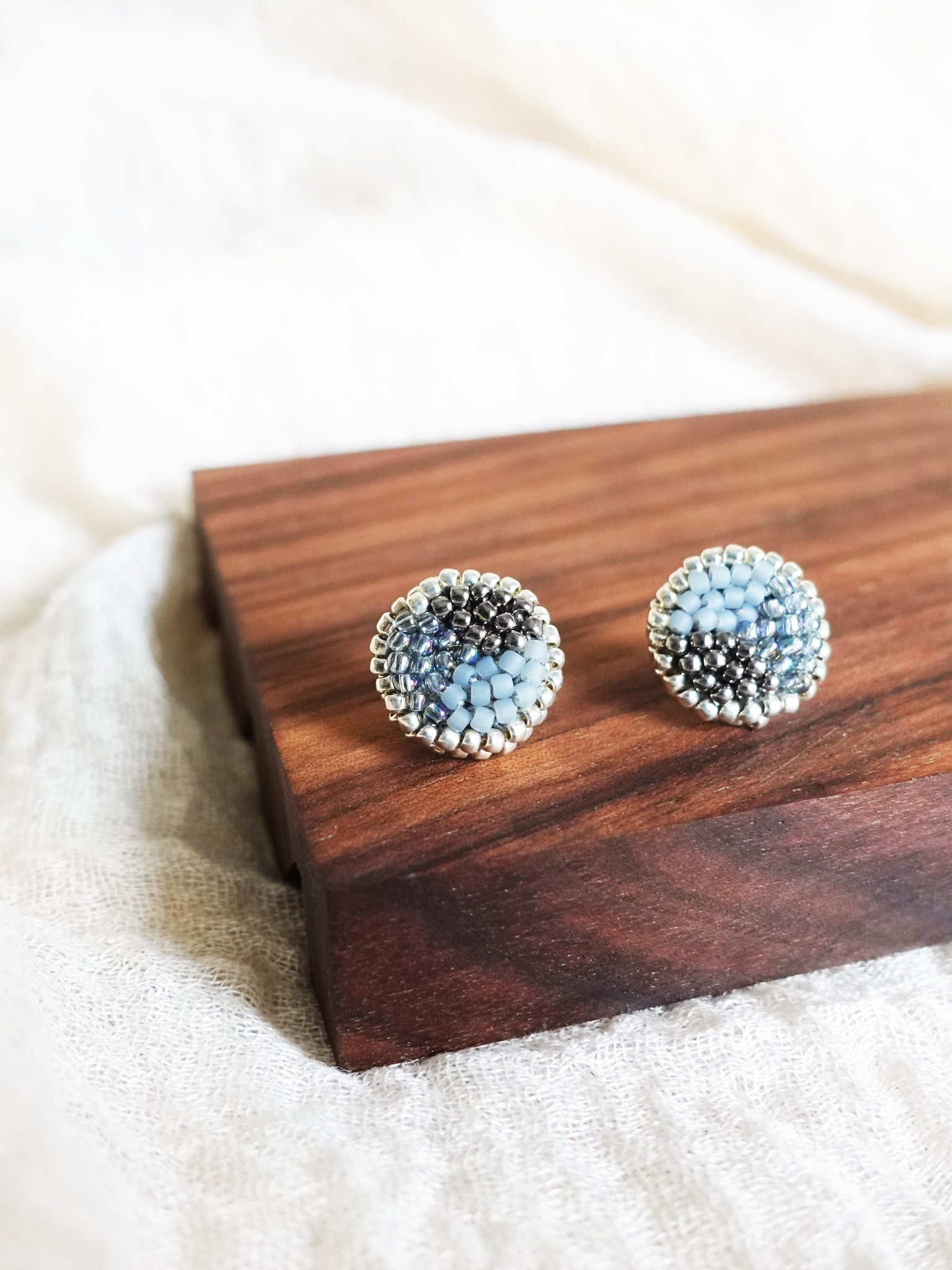 Kaylee Stud Earrings in Grey Display Close