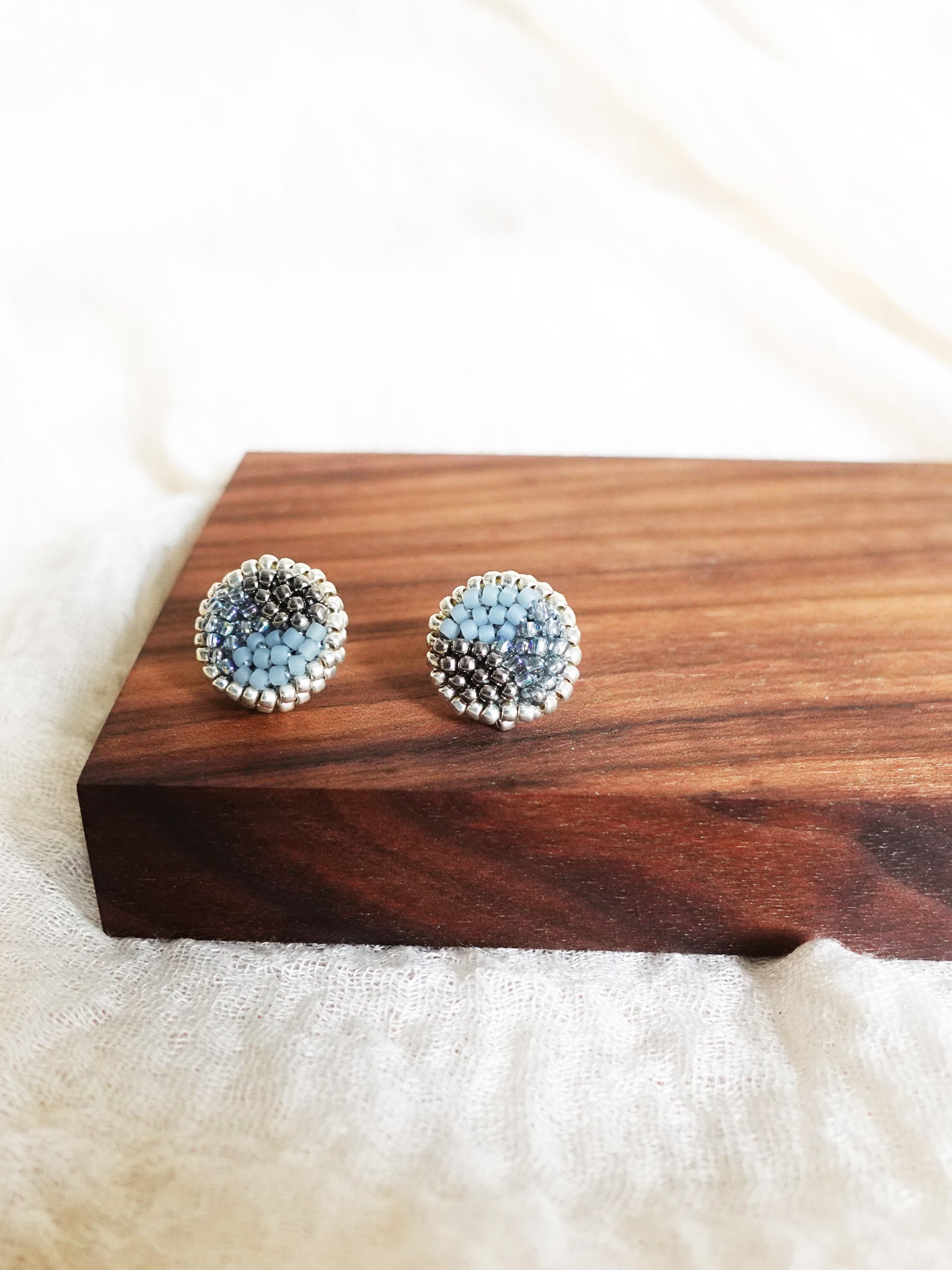 Kaylee Stud Earrings in Grey Display Front