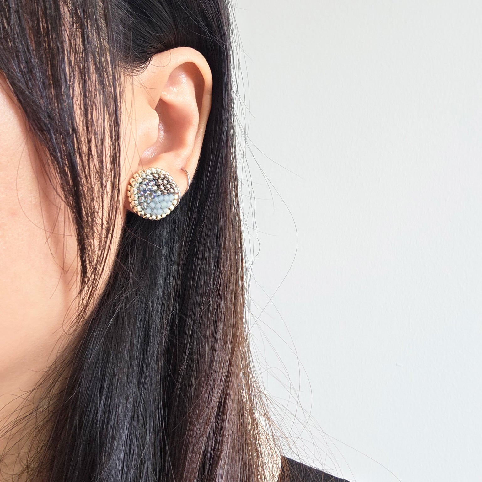Kaylee Stud Earrings in Grey Model