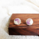 Kaylee Stud Earrings in Mauve Purple Display Front Close