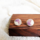 Kaylee Stud Earrings in Mauve Purple Display Front Close