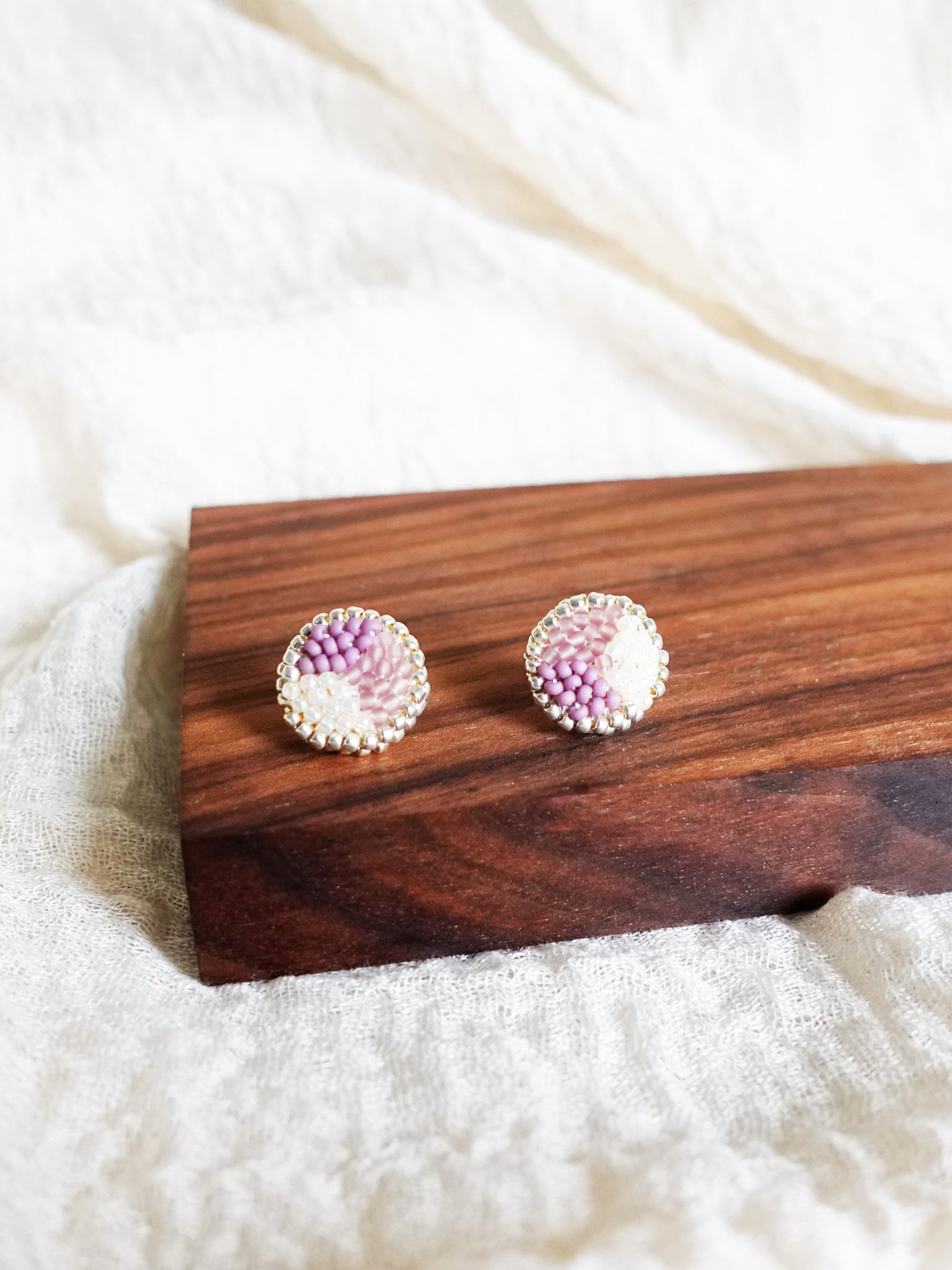 Kaylee Stud Earrings in Mauve Purple Display Front