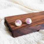 Kaylee Stud Earrings in Mauve Purple Display Left