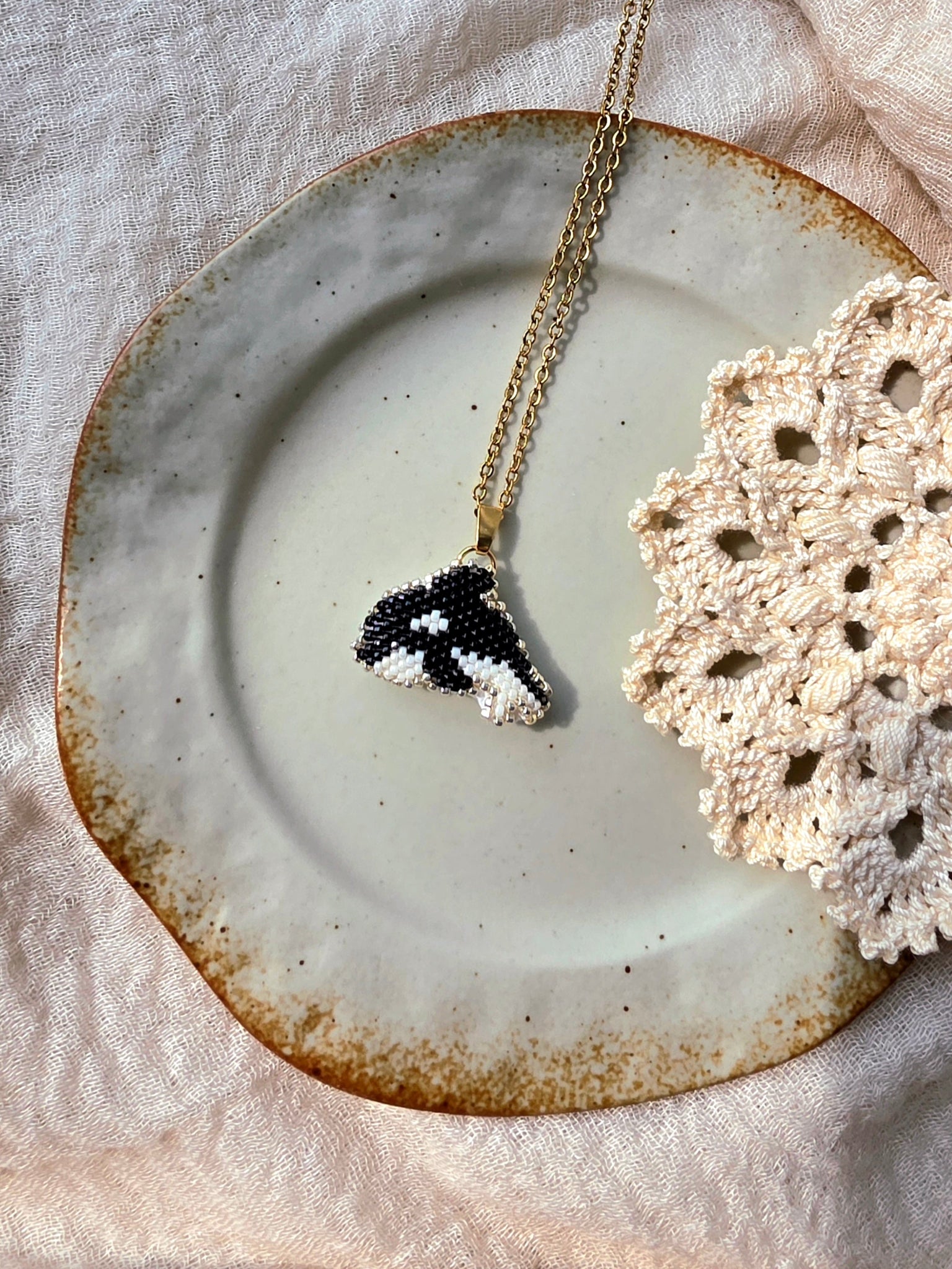 Killer whale orca necklace right
