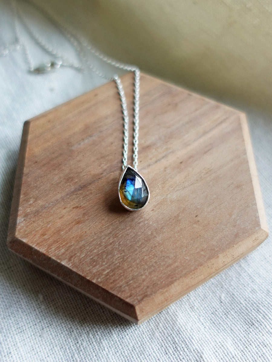 Labradorite Teardrop Necklace Front