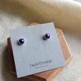 Lapis Lazuli Round Stud Earrings Card