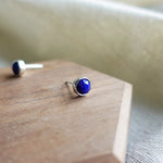 Lapis Lazuli Round Stud Earrings Front