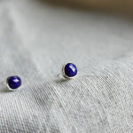 Lapis Lazuli Round Stud Earrings Right