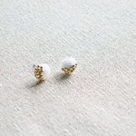 Last Quarter Petite Stud Earrings in White Front