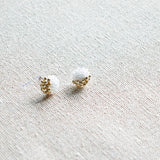 Last Quarter Petite Stud Earrings in White Front