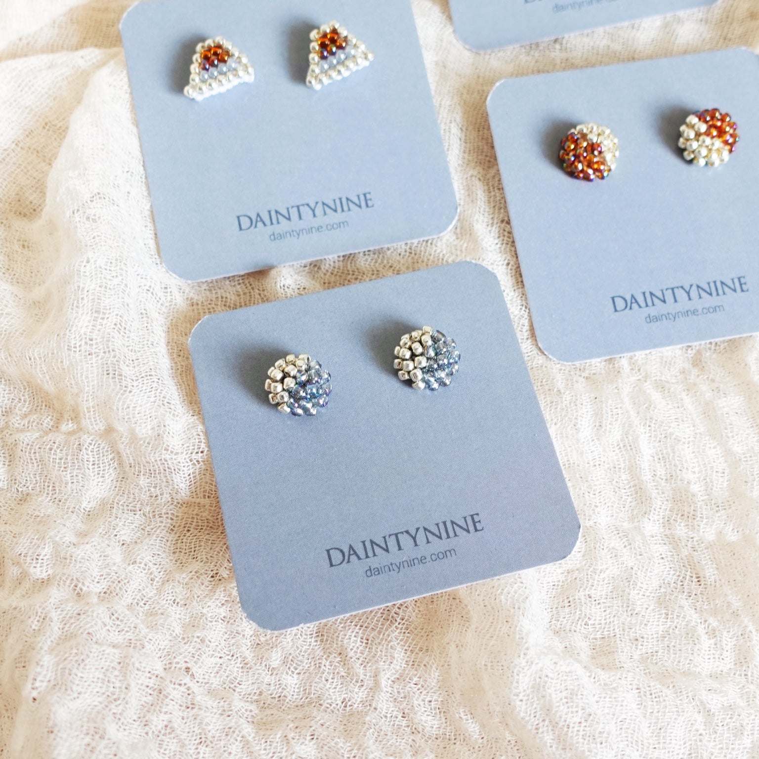 Last Quarter Stud Earrings in Mystic Grey Card