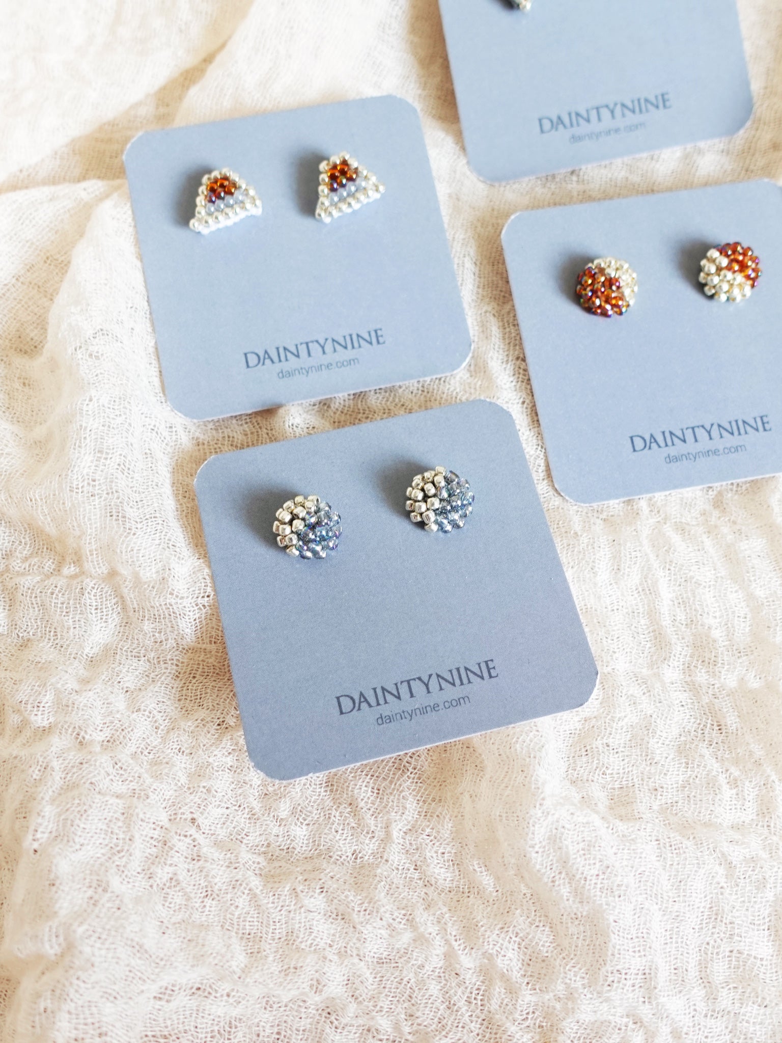 Last Quarter Stud Earrings in Mystic Grey Card