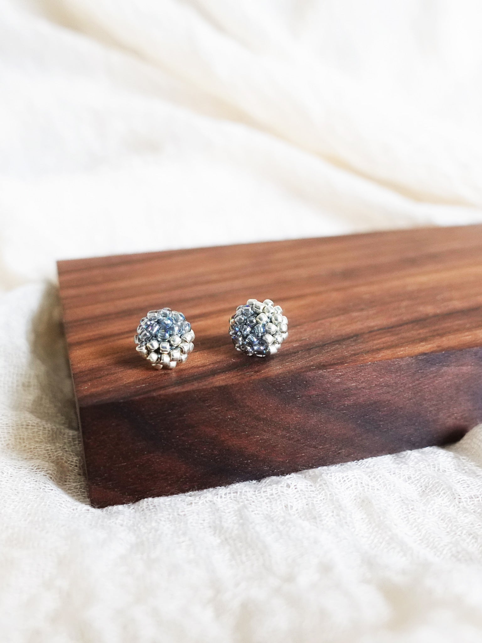 Last Quarter Stud Earrings in Mystic Grey Display Front