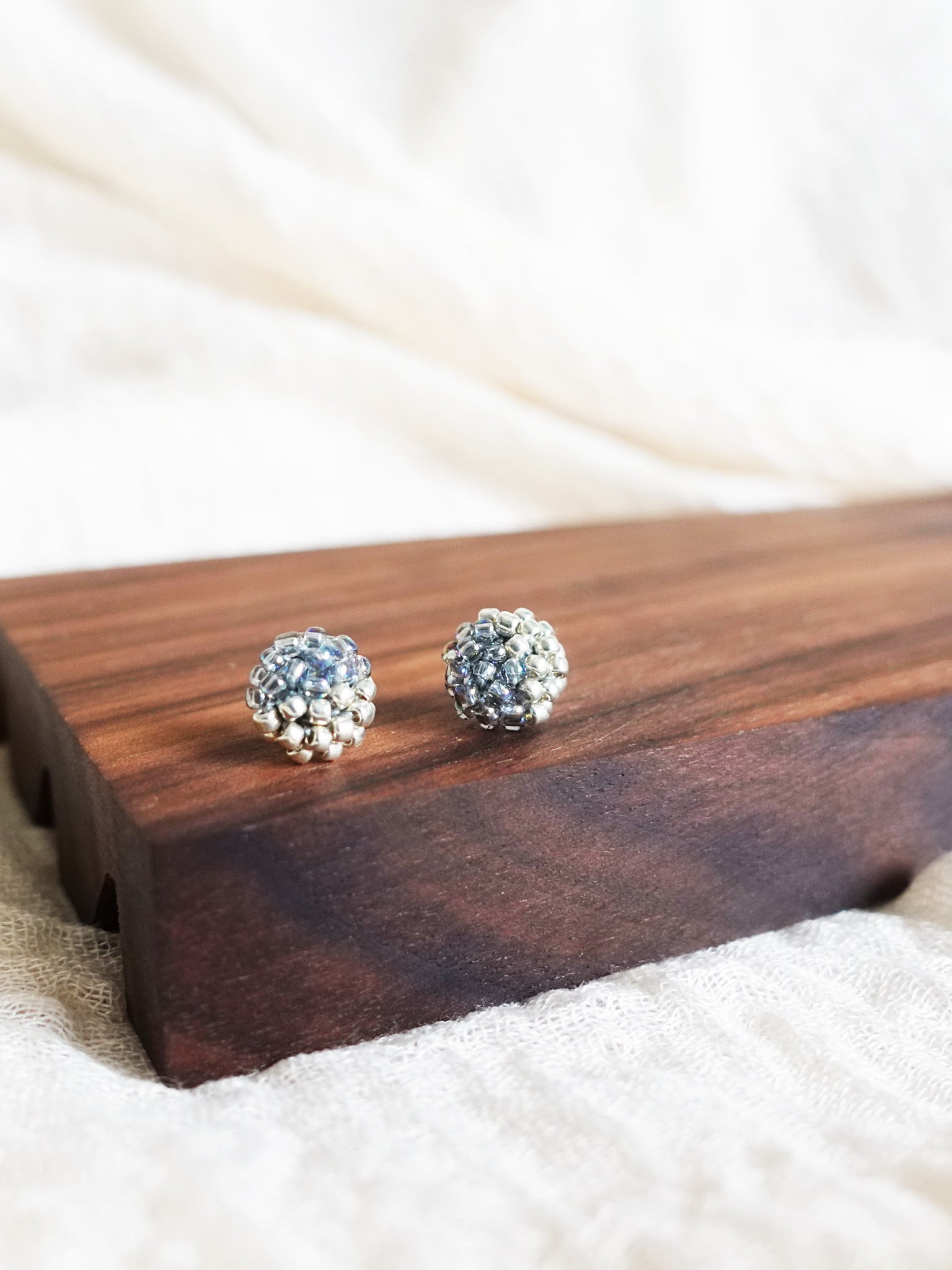 Last Quarter Stud Earrings in Mystic Grey Display Left