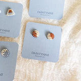 Last Quarter Stud Earrings in Rainbow Amber Card