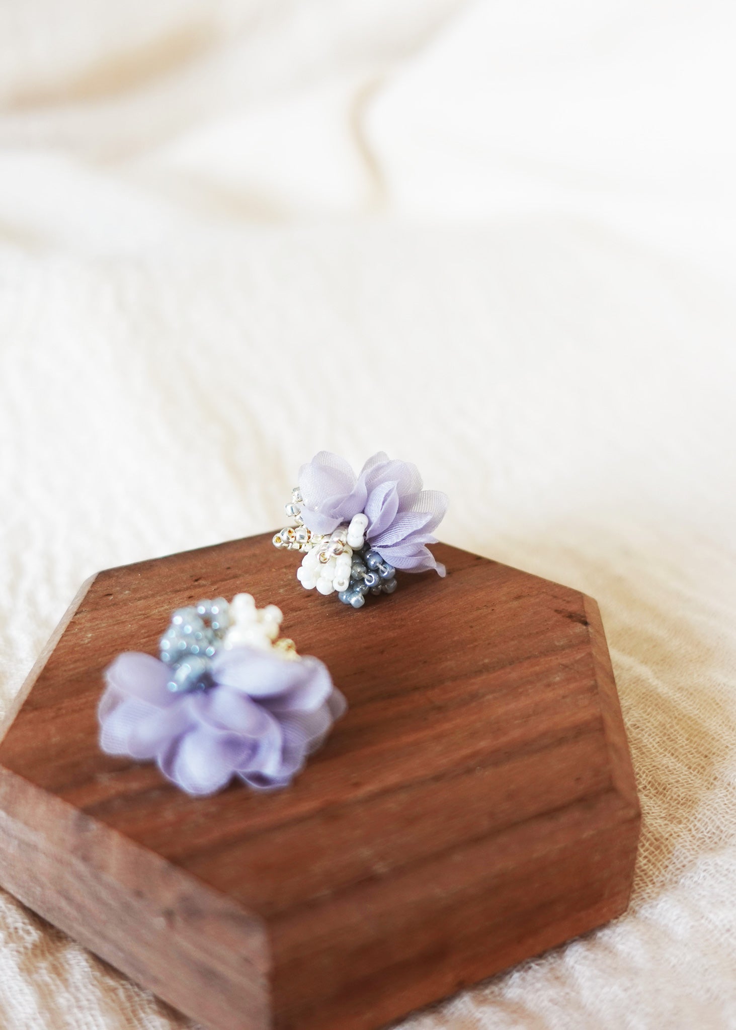 Luna Bloom Stud Earrings in Grey Front