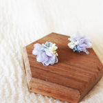 Luna Bloom Stud Earrings in Grey Left