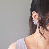 Luna Bloom Stud Earrings in Grey Model