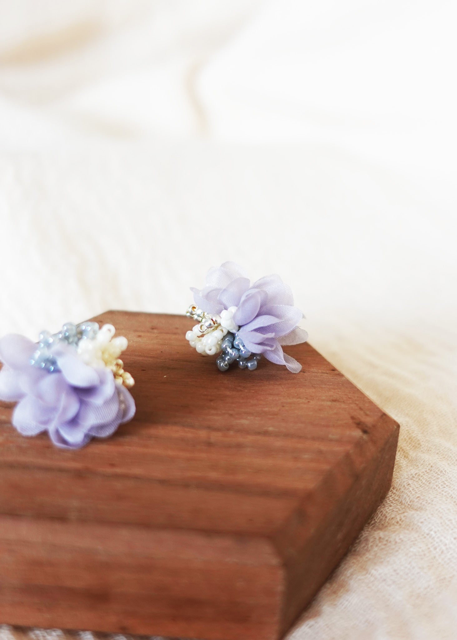 Luna Bloom Stud Earrings in Grey Right Close